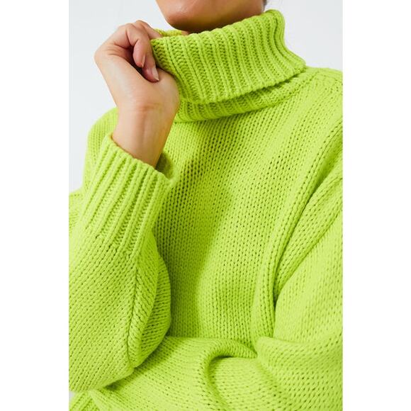 NWT 525 America Edie Peridot Lime Chunky Turtleneck Sweater – Size XS - Picture 2 of 11